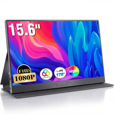 Mobiler Monitor, 15,6 Zoll Tragbarer Monitor, Mobiles Display Gaming-Monitor 1920 x 1080 FHD IPS-LCD-Panel Integrierter Type-C/Mini-HDMI/Lautsprecher