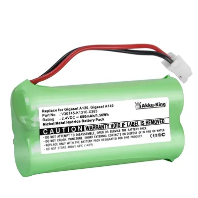 Produktbild von Akku kompatibel mit Siemens SL15 - Ni-MH 650mAh - für Gigaset A140, AL145, AS150, A12, A120, A14, A160, A165, A240, A245, A260 Universum, CL15
