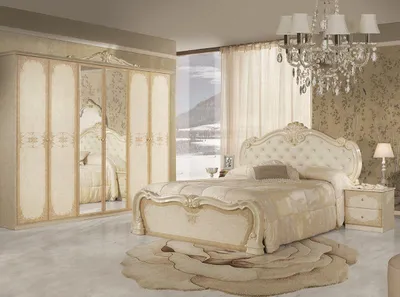 Produktbild von Barock Schlafzimmer-Set Serafina in Beige 4-Teilig 6-Türig - ohne Kommode + Spiegel
