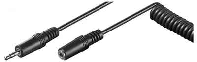 Produktbild von Klinken Spiral Verlängerungskabel, 3,5mm Klinkenstecker  3,5mm Klinkenbuchse, stereo, schwarz - Länge: 3,0 m