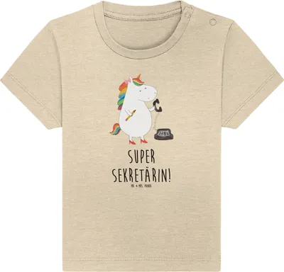 Produktbild von Mr. & Mrs. Panda Babyshirt Einhorn Sekretärin 0. - 6. Monat - Natural Raw - Geschenk, Kleinkind T-Shirt, , Unicorn, Einhörner, Kinder Oberteil, Baby, Steuerkanzlei