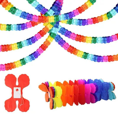 Produktbild von Papiergirlande Bunt 7 Stück 3m Länge für Party Dekoration