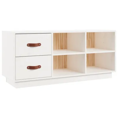 Produktbild von vidaXL Schuhbank Weiß 100x34x45 cm Massivholz Kiefer