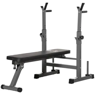 Produktbild von Krafttrainingsbank mit Hantelablage | Farbe: Schwarz-Grau | Abmessungen: 73x140x98-122 cm