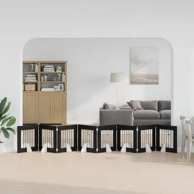 Imagen del producto de Puerta plegable para perros con soportes, 8 unidades, color roble , 60 cm