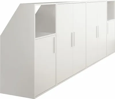 Produktbild von 6-türiger schräger Kleiderschrank mit 2 Nischen - Weiß - ADEZIO