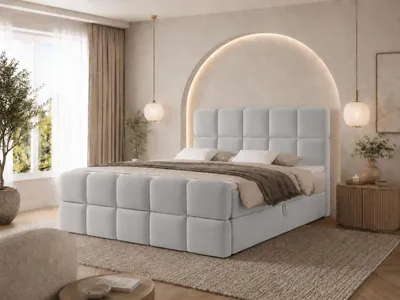 Produktbild von Emlar Boxspringbett Moya MAX 120x200 - Komplett-Set mit Matratze und Topper - Polsterbett mit Bettkästen - Boxspringbett Grau (Magic Velvet 2218)