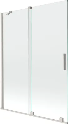 Image de Mexen Velar pare-baignoire coulissant à 2 battants 130 x 150 cm, transparent, nickel brossé - 896-130-000-01-97