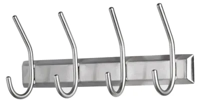 Produktbild von Garderobenleiste mit 4 Haken, ca. 31,5 cm, Silber