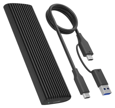 Produktbild von ICY BOX IB-1808MCT-CU31, Type-C®/A USB 3.2 Gen 2 zu NVMe/SATA M.2 2230/2242/2260/2280 SSD Gehäuse, Werkzeuglos, schwarz, SSD-Gehäuse, M.2, PCI Express 3.0, Serial ATA III, 10 Gbit/s, USB Anschluss, Schwarz