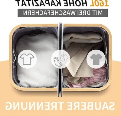 Produktbild von Wäschekorb mit Deckel - modern und faltbar 160L - 2 Fächer