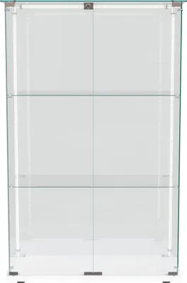 Image de Vitrine en verre, 3 étagères, armoire de rangement en verre sur pied, vitrine LED, double porte, vitrine pour chambre et salon, 78.5 x 35 x 123.3 cm, blanc