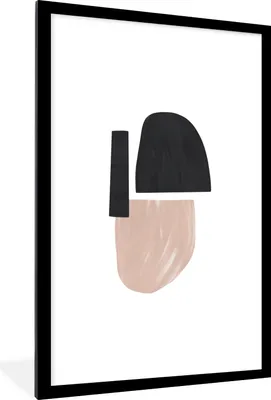 Produktbild von MuchoWow® Gerahmtes Poster Abstrakt - Minimalismus - Pastell 60x90 cm - Poster mit Schwarzem Bilderrahmen Wandposter Rahmen Foto Bilder - Dekoration - Wandposter Wohnzimmer - Hochwertig