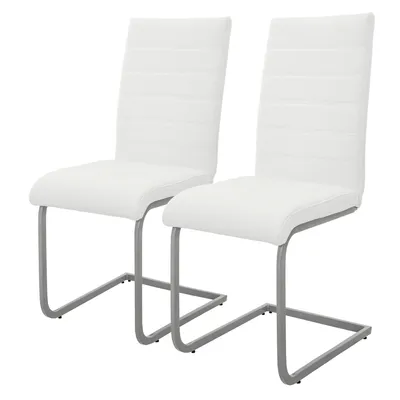 Produktbild von ML-Design  2er Set Esszimmerstuhl mit Rückenlehne, Weiß, aus Kunstleder