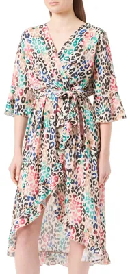 Produktbild von caspio Damen Midikleid mit Leoprint 19227147-CA06, Beige Mehrfarbig, S