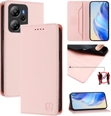 Obrázek produktu pro Kožené pouzdro pro Blackview Oscal Tiger 13, flipové pouzdro s přihrádkami na karty, peněženkou a stojánkem Růžový