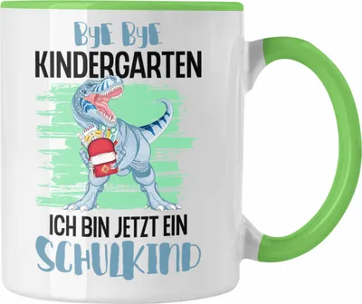 Produktbild von Trendation - Einschulung Junge Dino Geschenk für Schultüte Füllung Tasse Schulstart 1. Schultag Schuleinführung Schulanfang Geschenkidee Schulkind 2022 (Grün)