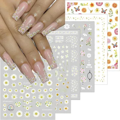 Charmante Chrysanthemen 3D Nagelsticker selbstklebend 8 Blätter
