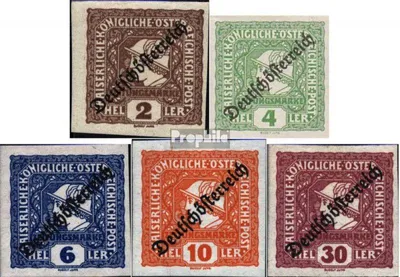 Produktbild von Briefmarken Österreich 1919 Mi 247-251 (kompl.Ausg.) Gefälligkeitsentwertung gestempelt Zeitungsmarken