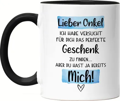 Produktbild von Onkel Geschenk Tasse Schwarz Lustige Geschenkidee Für Den Besten Onkel Nichte Neffe