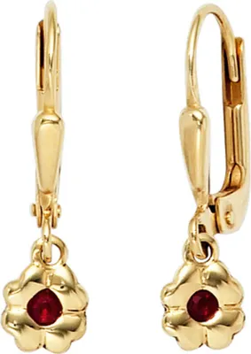Produktbild von Ohrringe Ohrhänger Boutons mit Rubin rot 333 Gold Gelbgold Ohrschmuck für Kinder