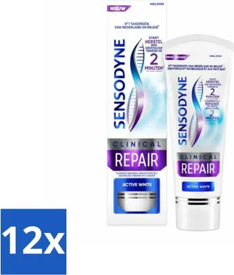 Produktbild von Sensodyne - Zahnpasta - Clinical Repair - Active White - Zahnschmelz wiederherstellen - 75 ml - Vorteilspack - 12 Stücke
