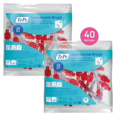 Produktbild von 40 Stück TePe Interdentalbürsten Original, Rot, ISO-Größe 2, 0,5mm, Reinigung der Zahnzwischenräume