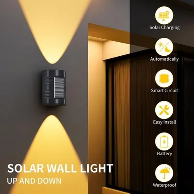 Image de Applique murale solaire à LED pour jardin, cour intérieure et escalier