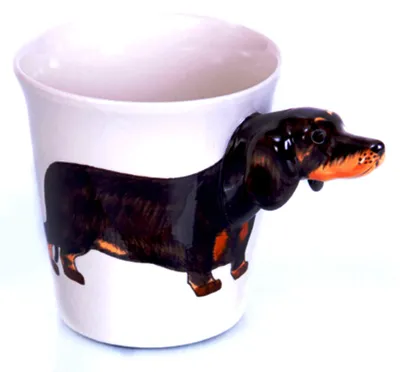 Teckel Kaffeebecher, Keramik, 250 ml, handgefertigt, spülmaschinenfest