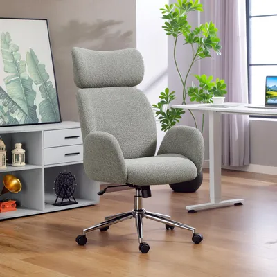 Produktbild von SUGIFT Bürostuhl mit verstellbarer Kopfstütze, ergonomischer Schreibtischstuhl, Kippfunktion, höhenverstellbar, Polyester, Dunkelgrau | 75×65×123 cm | 20 kg