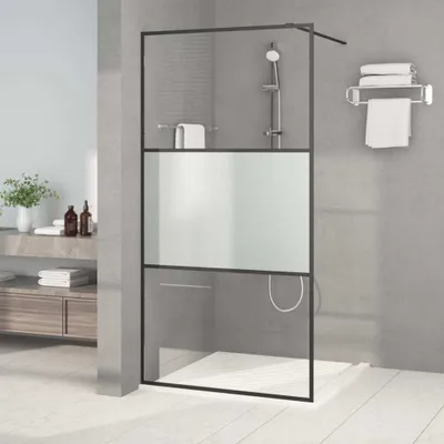 Produktbild von Duschwand für Begehbare Dusche Schwarz 100x195 cm Halbmatt ESG 152107