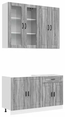 Immagine prodotto di vidaXL Modulo cucina PORTO, 4 pezzi, grigio Sonoma, impiallacciatura di legno