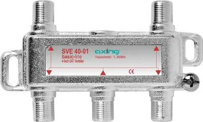 Produktbild von Axing SVE04001, Kabelsplitter, 75 Ohm, 5 - 2400 MHz, Silber, 1 Stück(e), 1x F-type