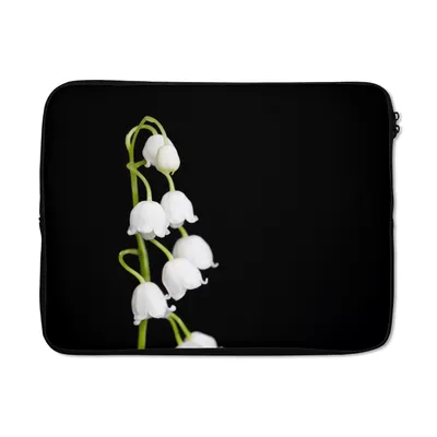 Produktbild von MuchoWow® Laptop Hülle 17 Zoll Laptoptasche Maiglöckchen - Blumen - Schwarz - Flora - Zipper - Schutzabdeckung