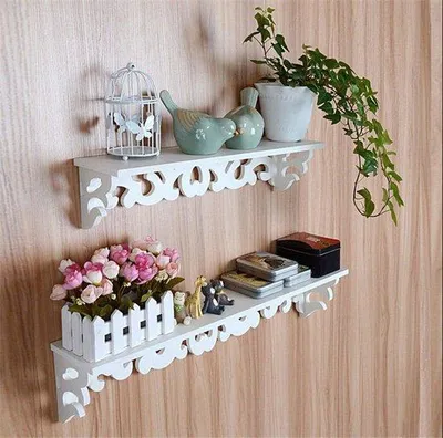 Image de Étagère murale en bois, style rétro, taille moyenne, noire