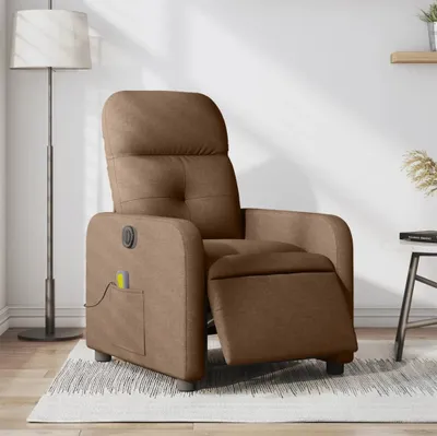 Produktbild von Design Massagesessel Elektrisch Braun Stoff, Klassische Sessel 2024 Neu