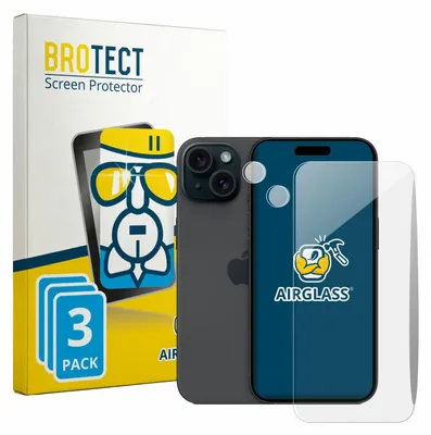 Produktbild von 3x BROTECT Schutzglas für Apple iPhone 15 (Display+Kamera) Schutzfolie Panzer Folie Glas Display Schutz klar