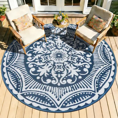 Immagine prodotto di Tappeto rotondo da esterno, diametro 150 cm, ideale per balcone e giardino