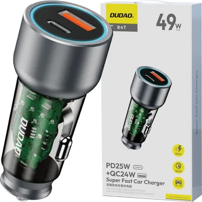 Image de Dudao R4T 30W USB-A / USB-C Chargeur voiture - Gris