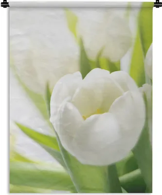 Produktbild von MuchoWow® Wandteppich Wandbehang Nahaufnahme einer weißen Tulpe 120x160 cm Tapisserie Dekoration Wandtuch - Wohnzimmer - Moderne