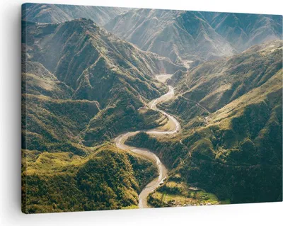 Produktbild von Bild auf Leinwand - Leinwandbild - Einteilig - Berge Weg Wald - 70x50cm - Wand Bild - Wanddeko - Wandbilder - Leinwanddruck - Bilder - Wanddekoration - Leinwand bilder - Wandbild - AA70x50-4700