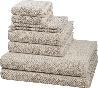 Produktbild von Cawö Pure 2 X Wasch- 2 X Gäste- 2 X Dusch- 2 X Handtuch im Set Natürliches Material mit feiner Struktur, Saugfähig und hautfreundlich, Trocknergeeignet und pflegeleicht