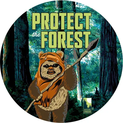 Produktbild von Disney selbstklebende runde Tapete Star Wars Ewok Multicolor - 610384 - Ø 128 cm