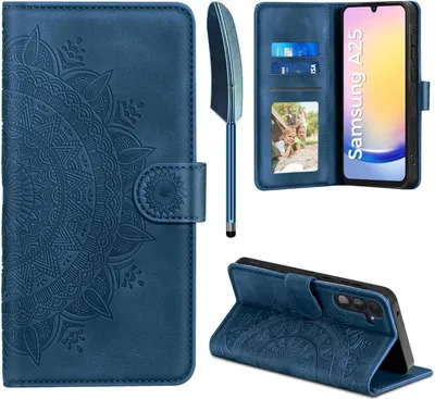 Obrázok produktu pre Samsung Galaxy A25 Cover PremiumPolyuretánLeather Wallet Case Dark Blue