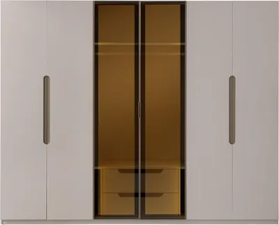 Produktbild von Kleiderschrank Maldiv B 260 x T 60 x H 215 cm 6-türig mit Glaselementen Beige