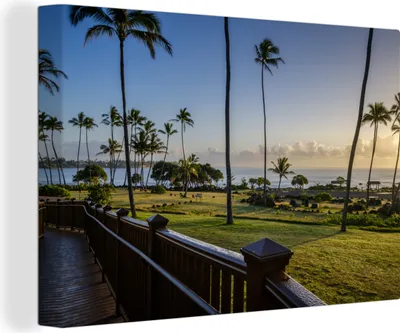 Produktbild von OneMillionCanvasses® - Leinwandbilder - 140x90 cm, Sonnenaufgang Kauai, Wandbilder Kunstdruck Wanddekoration - Foto auf Leinwand - Gemälde auf Holzrahmen