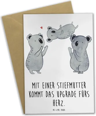 Produktbild von Mr. & Mrs. Panda babykarte Herz Stiefmutter - Weiß - Geschenk, hochzeitskarten, Grußkarten, einladungskarten, Verwandte, valentinstagskarte, Liebe, Klappkarte, Stiefkind