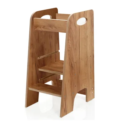 Produktbild von Kids Helper Lernturm Eiche Montessori Küchenhelfer Tritthocker Kinder Kindermöbel MDF