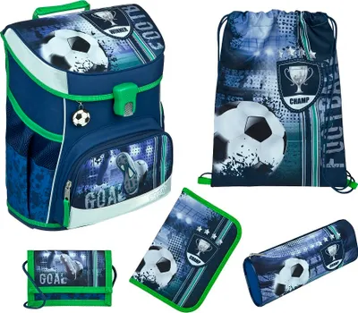 Produktbild von FUSSBALL Schulranzen Scooli Campus Fit inkl. Federmappe, Schlamper, Turn- und Geldbeutel (5-teiliges Grundset)