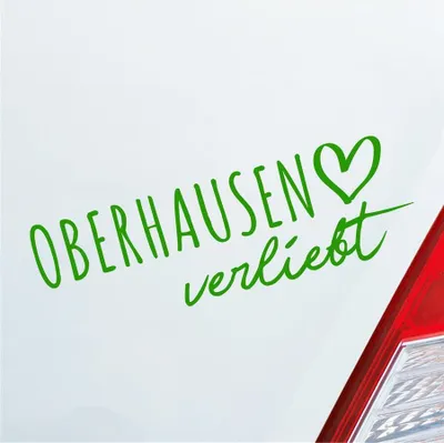 Produktbild von Auto Aufkleber Oberhausen verliebt Herz Stadt Heimat Liebe Car 19x6 cm Hellgrün Sticker Heckscheibenaufkleber